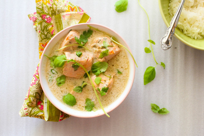 coconut poached salmon curry