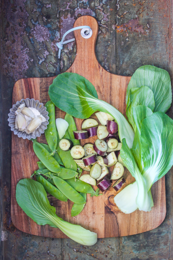 prawn and eggplant hoisin stir-fry