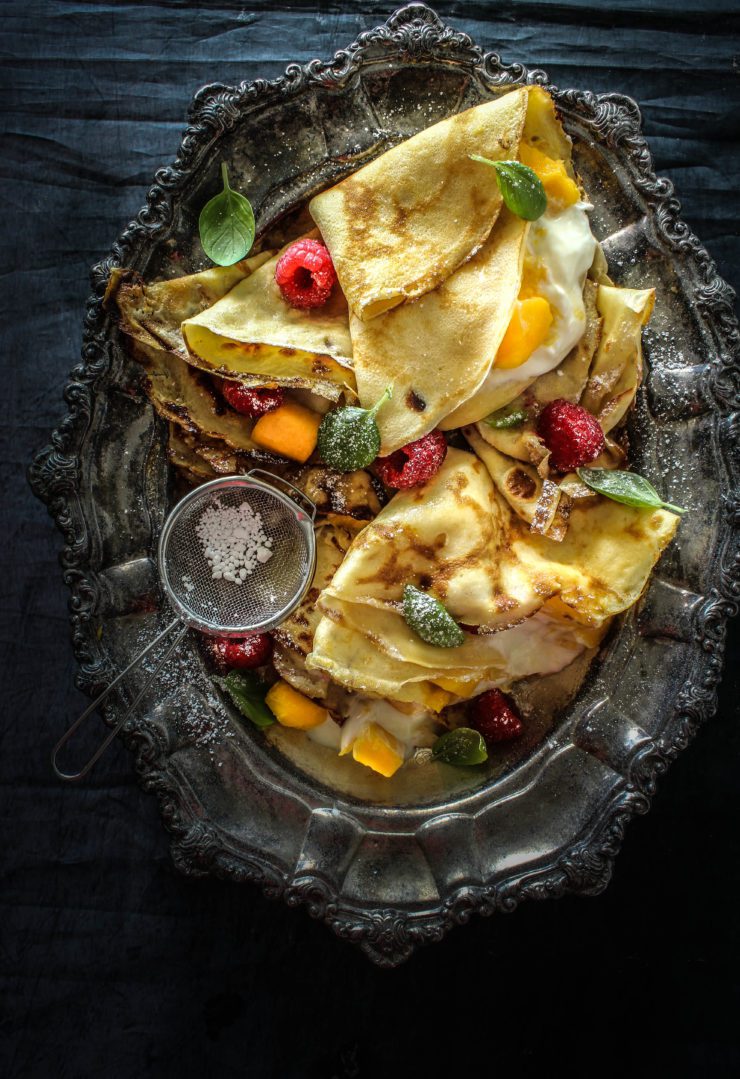 Coconut-Crepes-With-Yogurt-mango-and-Palm-Sugar-caramel