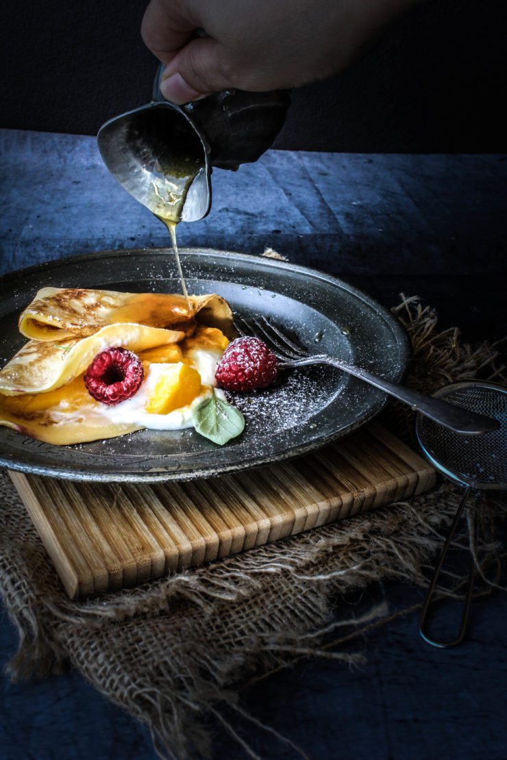 Coconut-Crepes-With-Yogurt-mango-and-Palm-Sugar-caramel