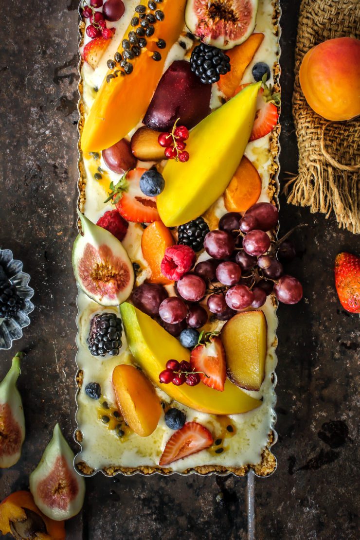 Ice cream tart with summer fruits