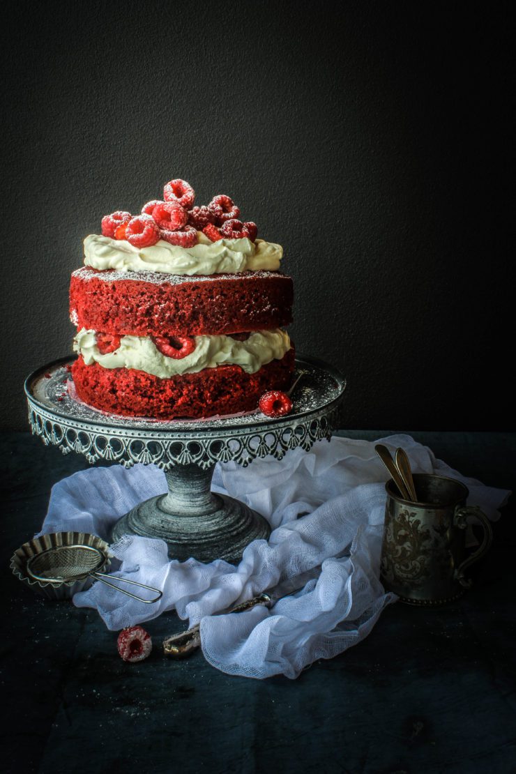 Red-Velvet-Cake-with-Raspberries-And-Cream