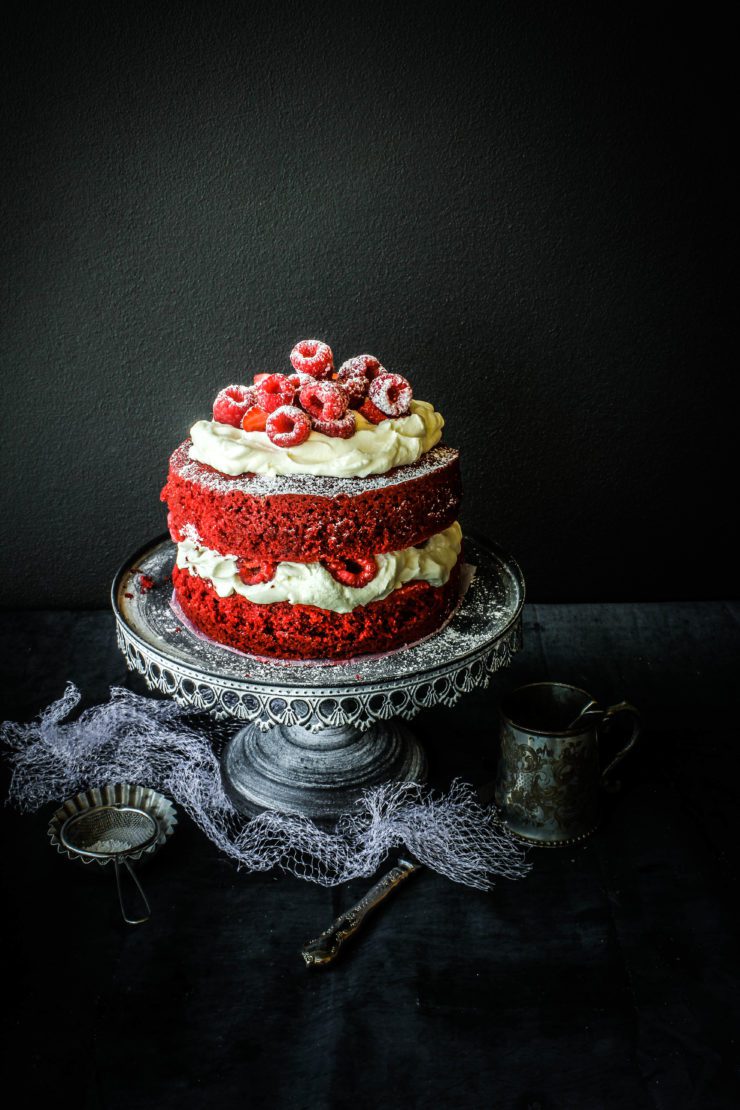 Red-Velvet-Cake-with-Raspberries-And-Cream