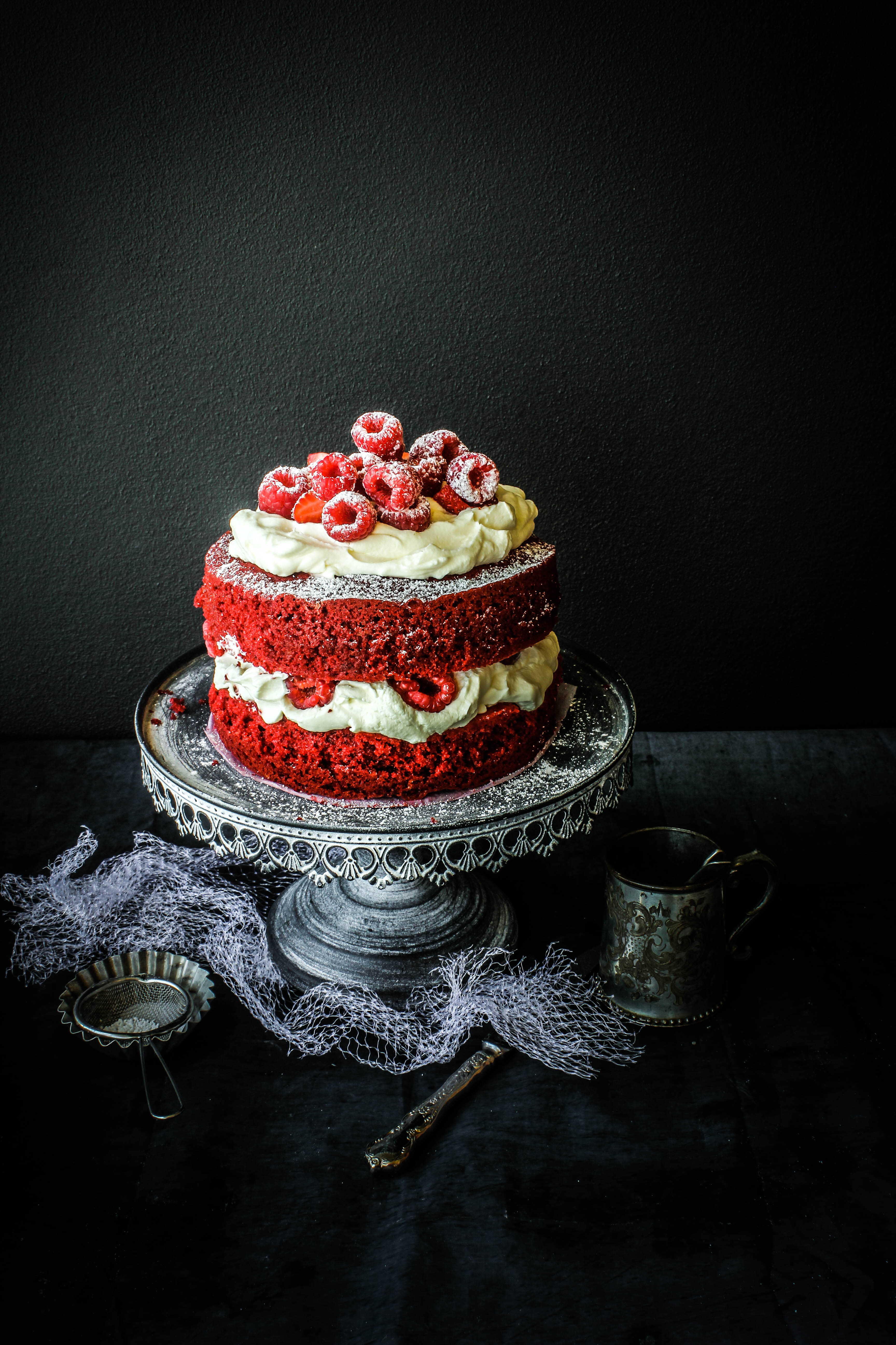 Red Velvet Cake with Raspberries And Cream - Sugar et al