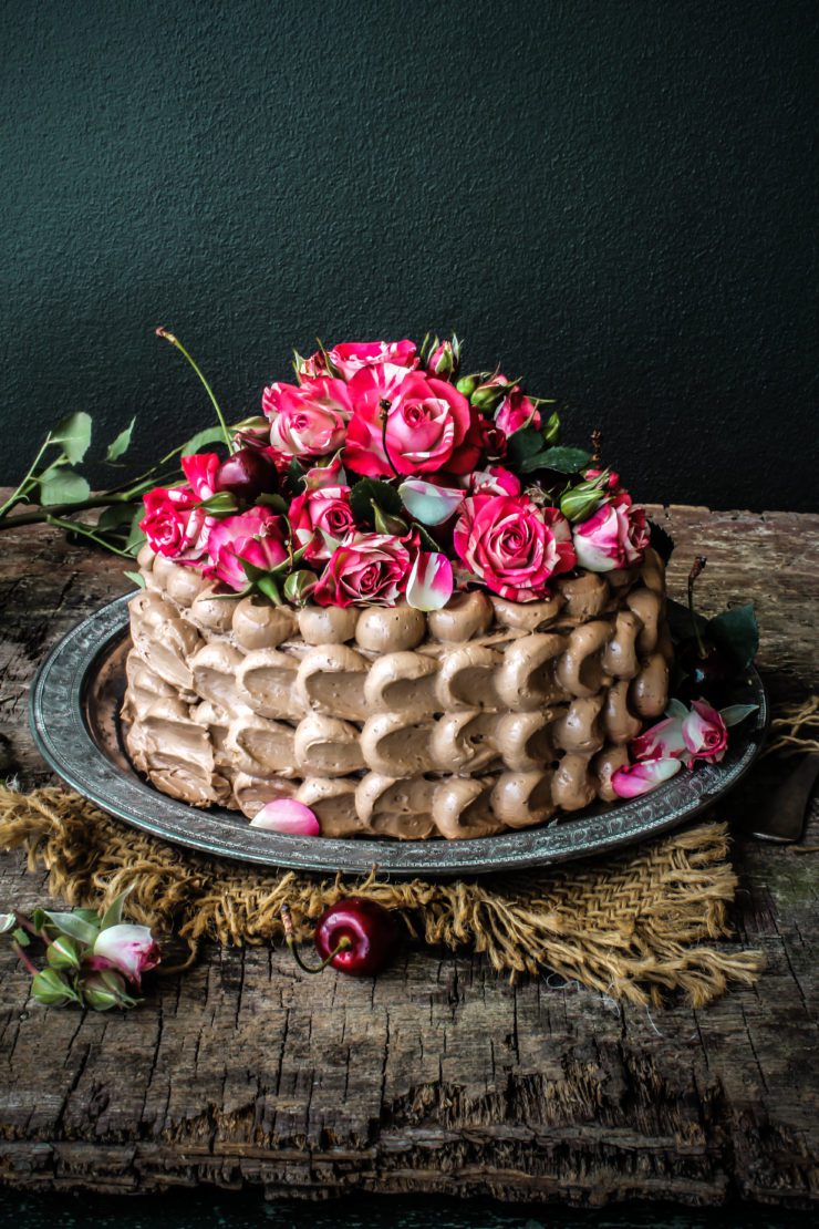 Dark-Chocolate-Cake-with-Milk-Chocolate-and-Cherry-Buttercream