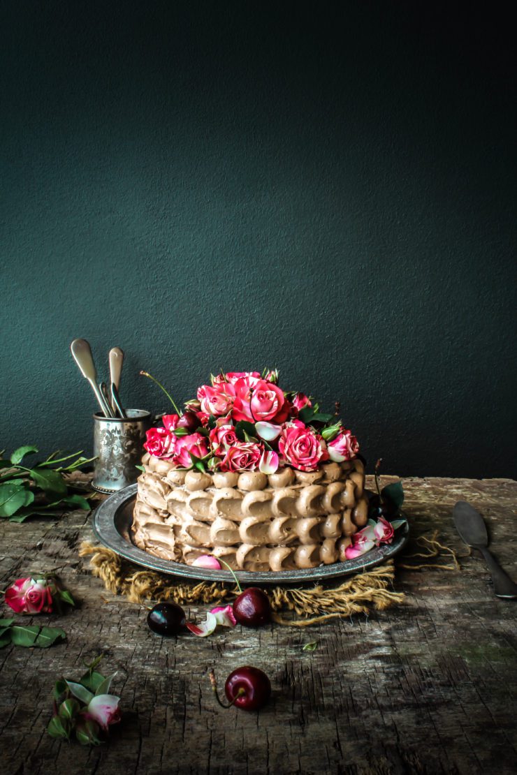 Dark-Chocolate-Cake-with-Milk-Chocolate-and-Cherry-Buttercream