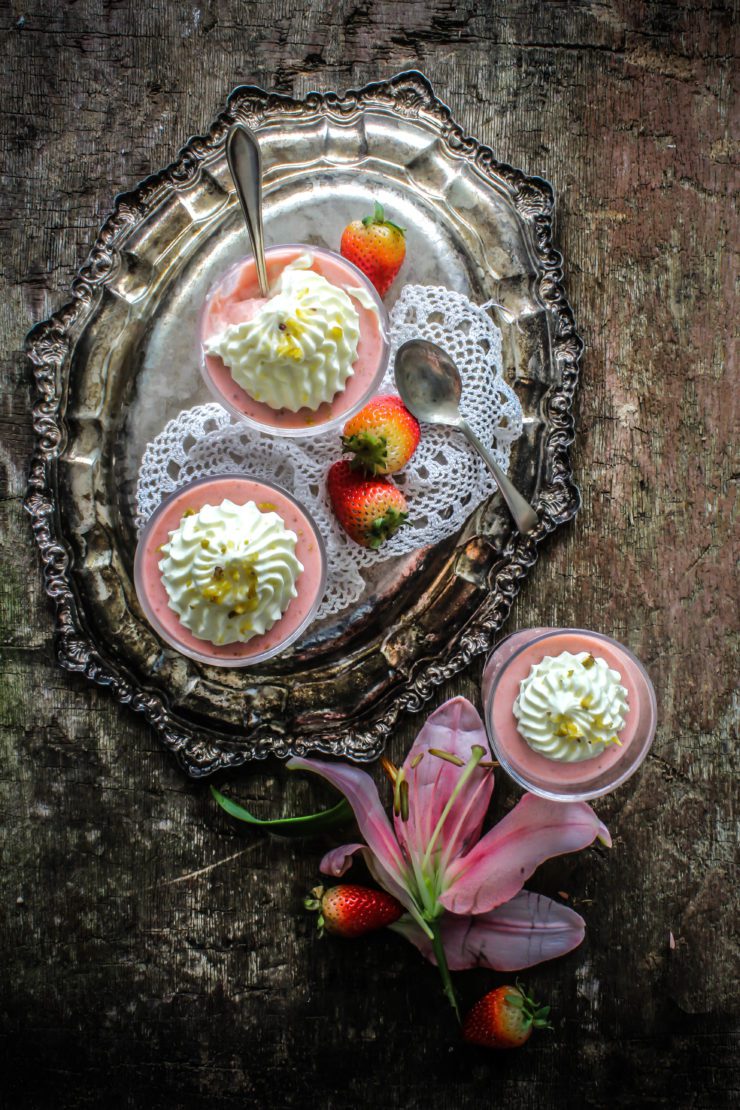 strawberry panna cotta with earl grey