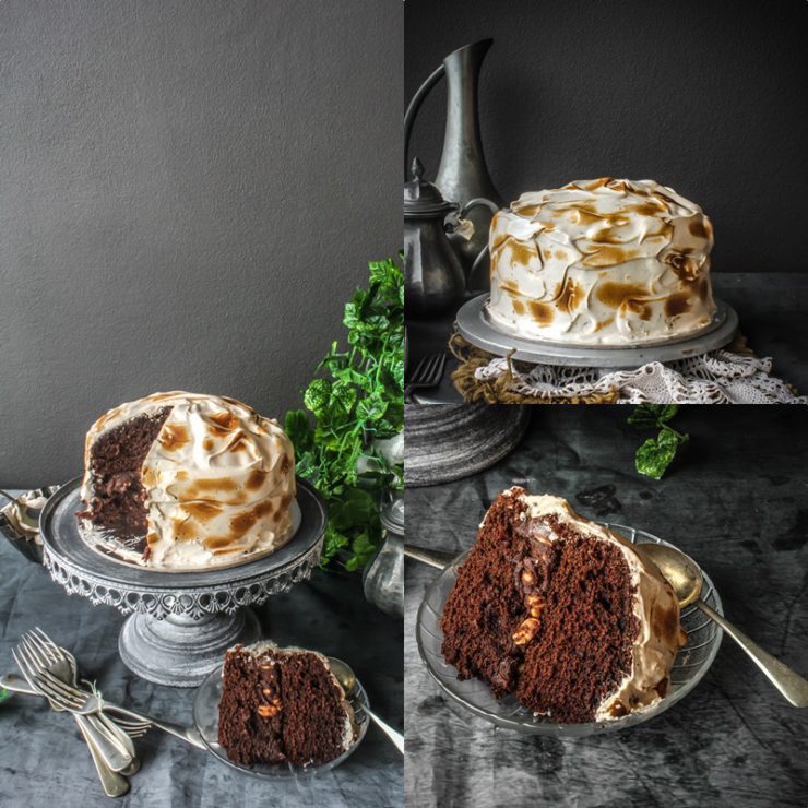 chocolate Peanut Meringue cake