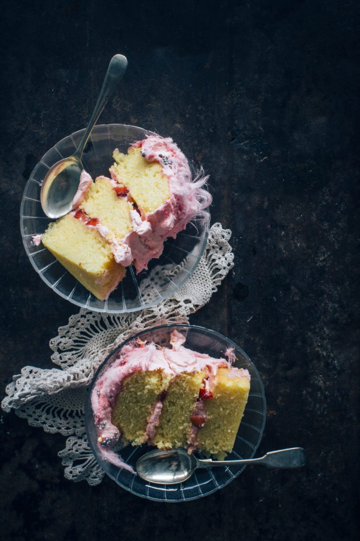 Strawberries and cream cake