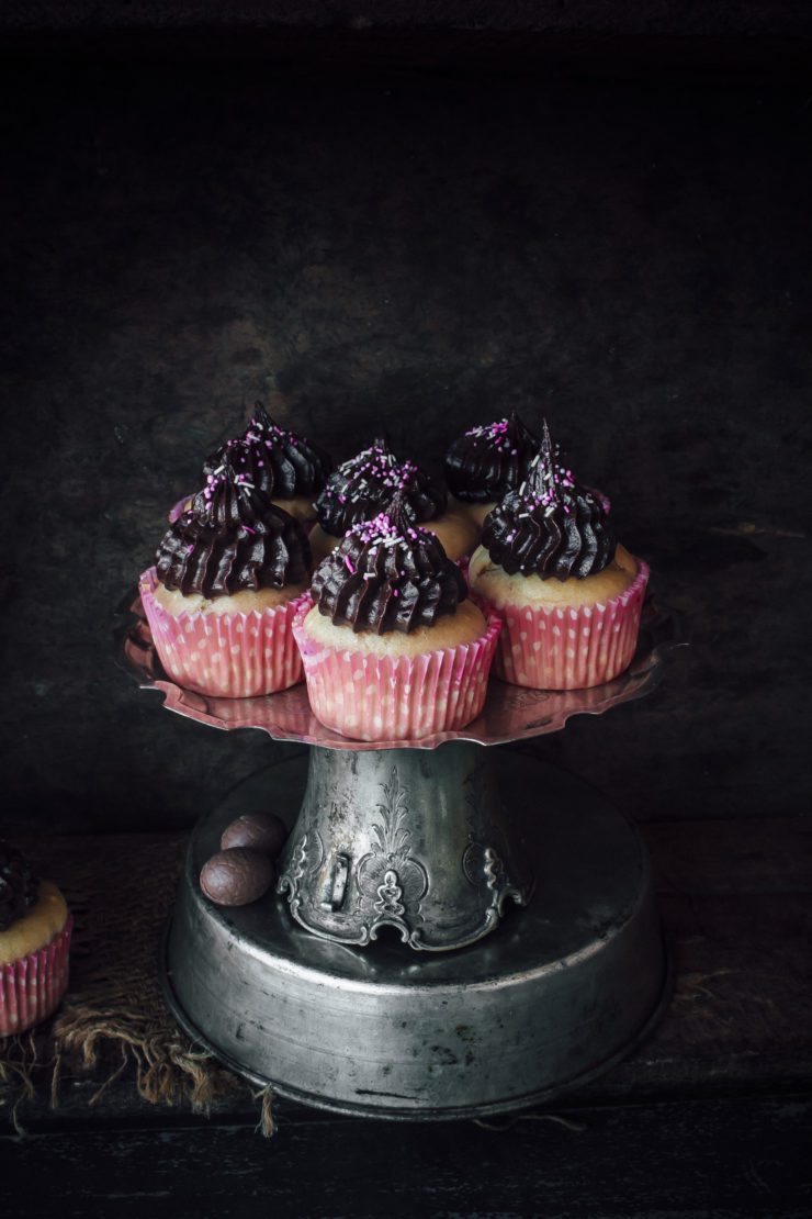 easter egg cupcakes with chocolate gaanche