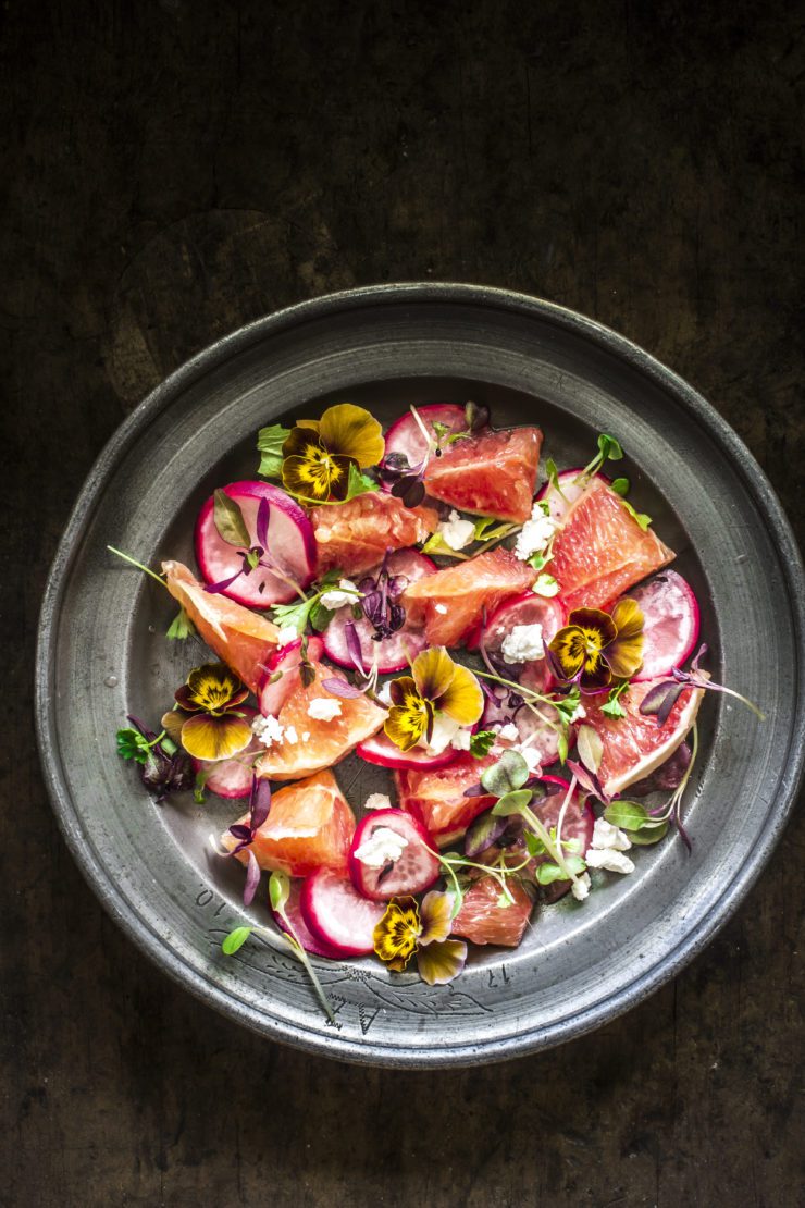 pickled radish and grapefruit salad