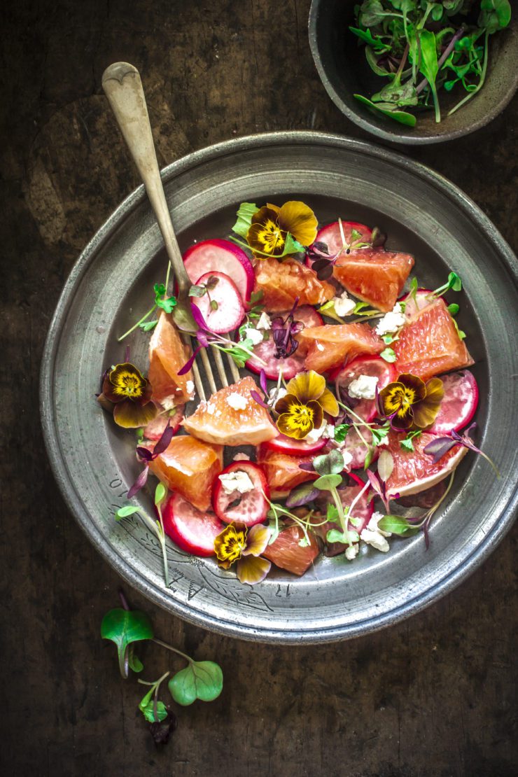 pickled radish and grapefruit salad