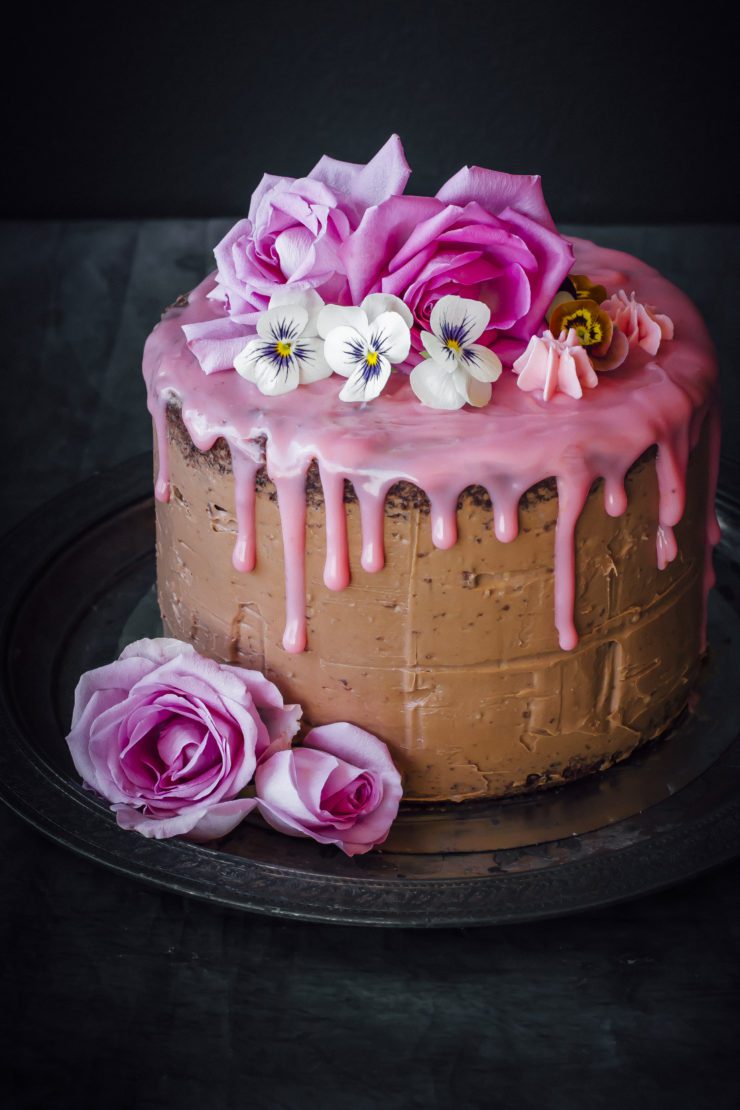 Layered chocolate mud cake