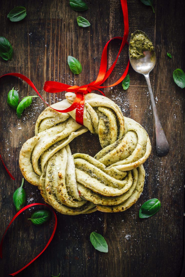 Braided Pesto Bread (Edible Wreath)