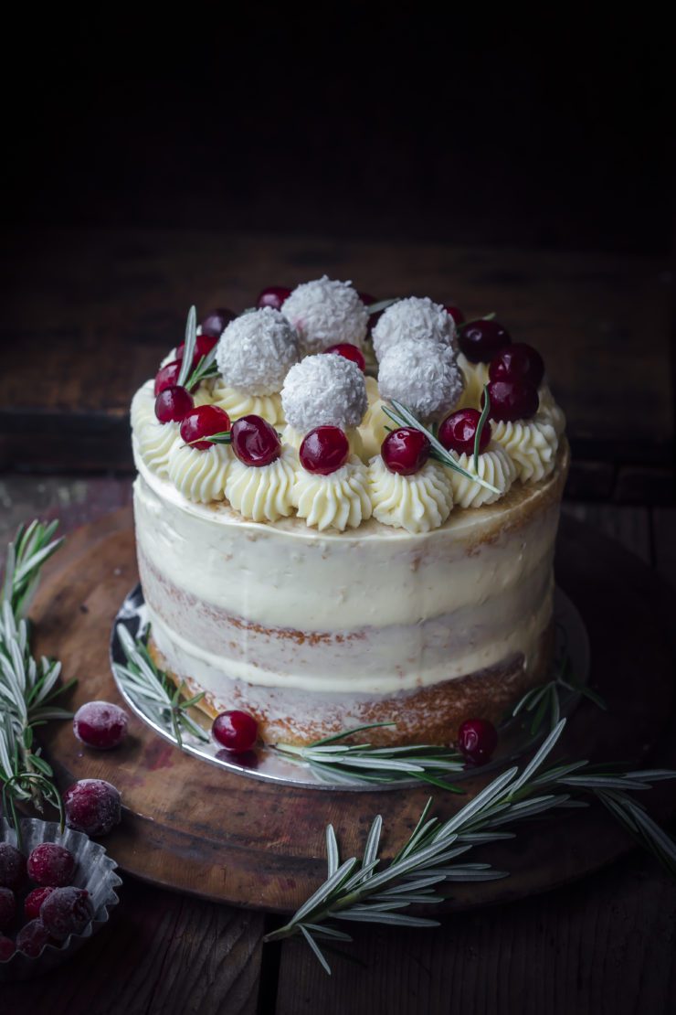 Coconut Cranberry Cake With White Chocolate Buttercream