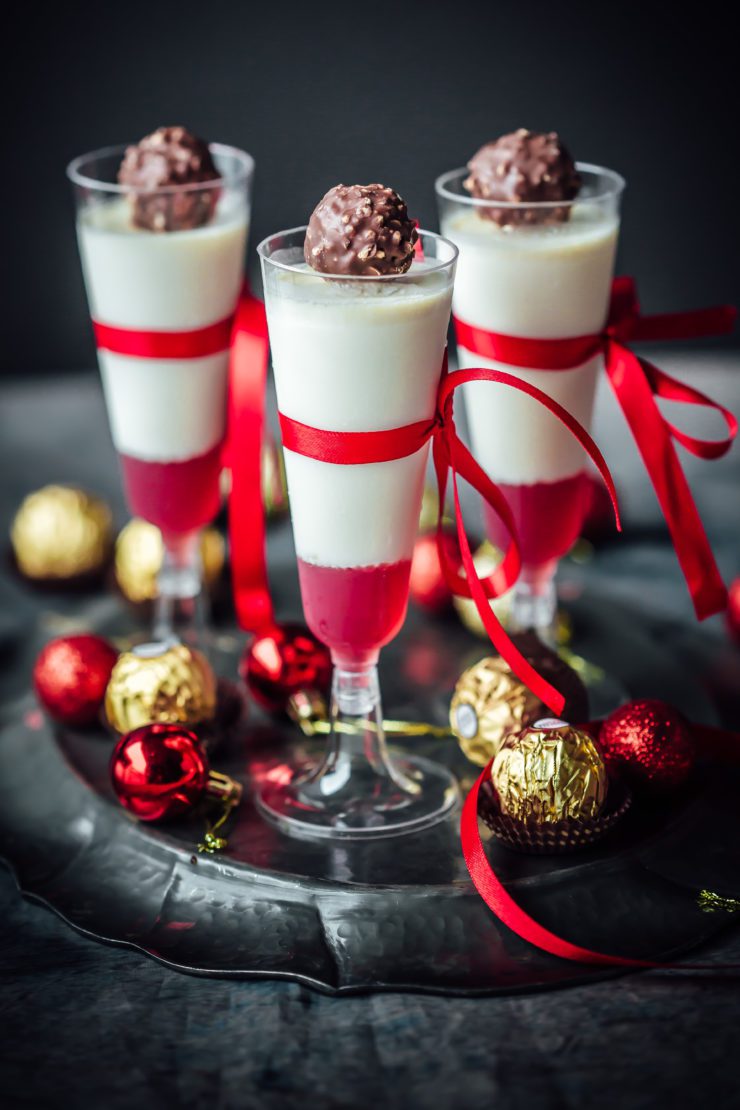White Chocolate Panna Cotta with Cranberry Jelly