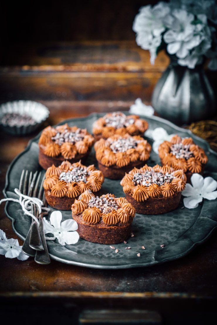 Chocolate Hazelnut Friands with Chocolate Cream Cheese Frosting