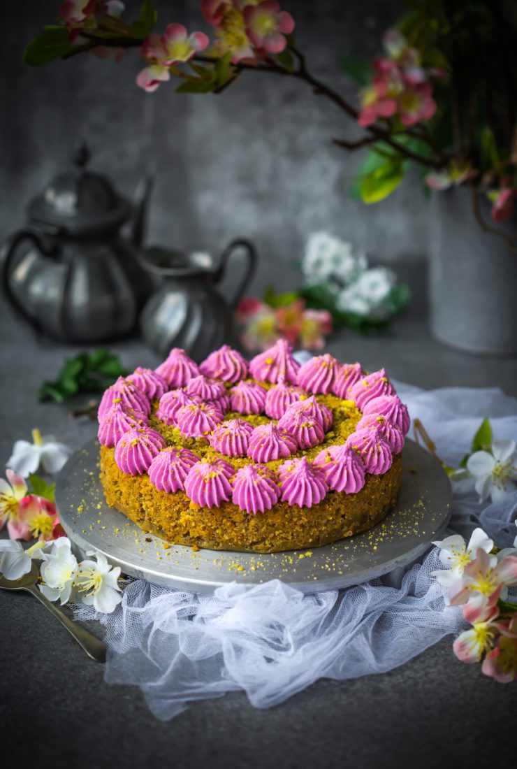 Pistachio Cake with Rosewater Buttercream