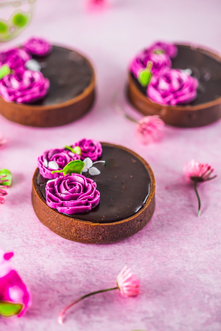 Chocolate and Rhubarb Tartlets 