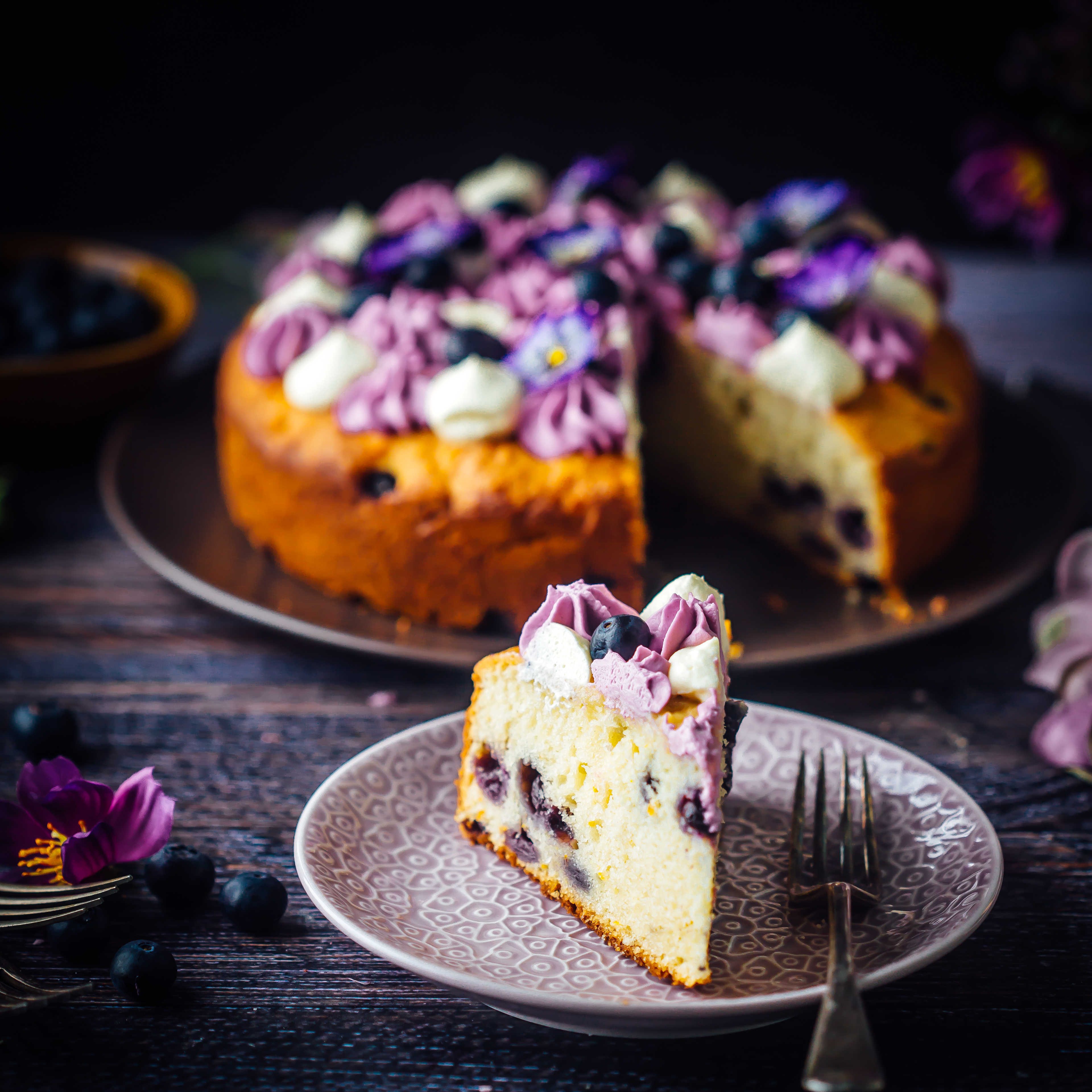 Ricotta Cake with blueberries