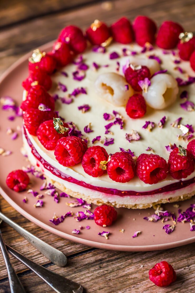 raspberry and lychee cheesecake