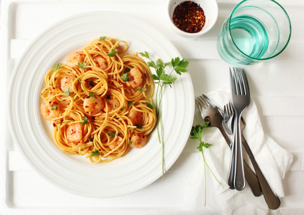 Garlic and Chilli Prawn Spaghetti - Sugar et al