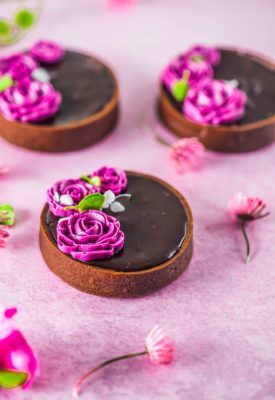 Chocolate and Rhubarb Tartlets