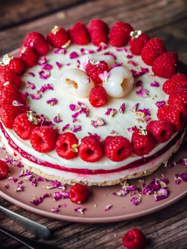 raspberry and lychee cheesecake